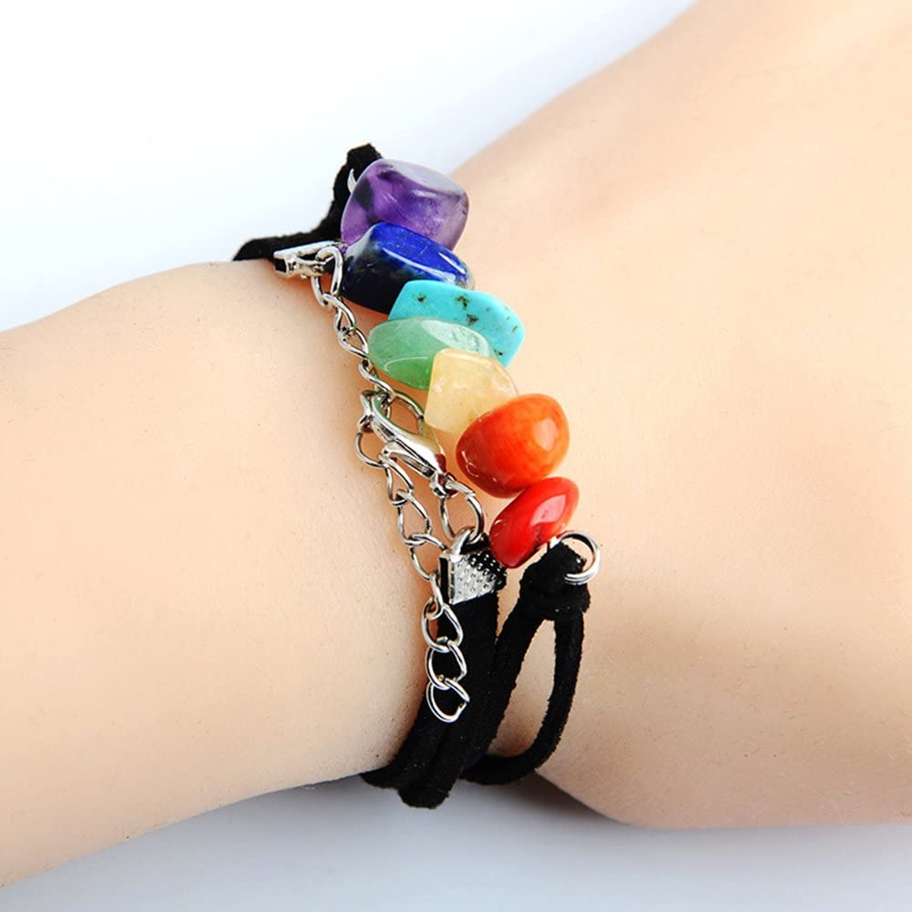 12PCS 7 Chakra Stone Yoga Choker Necklace Energy Healing Crystal Chokers Necklace Handmade Multilayer Bracelet Jewelry for Women Girls