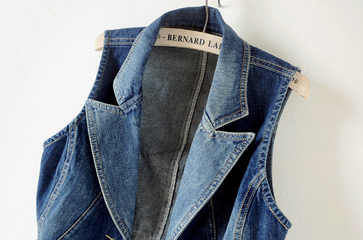 High Quality Spring Casual Single-breasted Waistcoats Denim Vest Female Cotton Slim Jeans Jacket Summer Sleeveless Feminine Coat