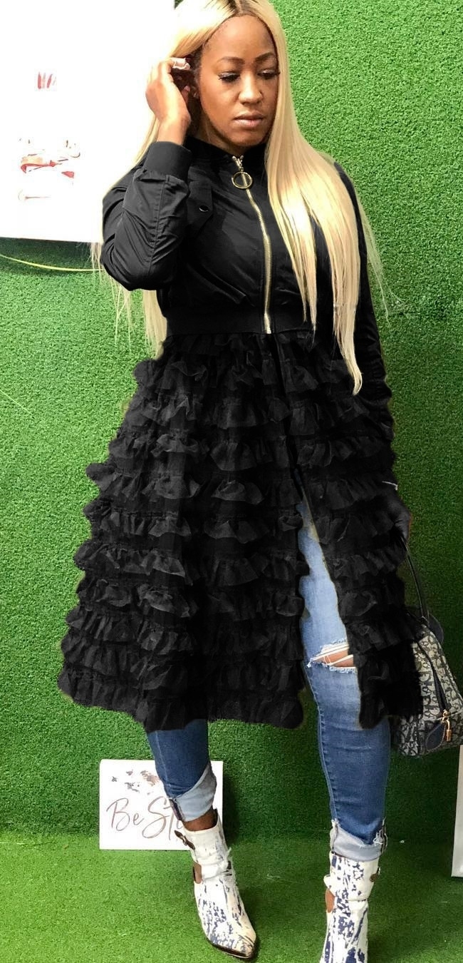 Women Autumn Winter Long Sleeve Jackets Fashion Mesh Patchwork Zipper Coats Y190810 - view 4