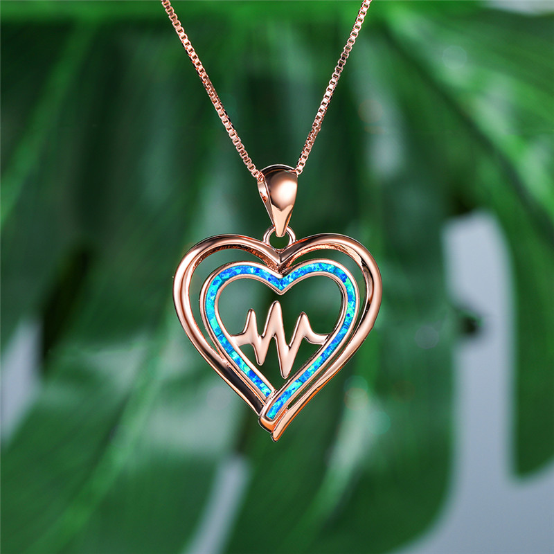 Simple Female Blue Opal Pendant Necklace Charm Rose Gold Silver Chain Necklaces For Women Dainty Hollow Heart Wedding Necklace
Simple Female Blue Opal Pendant Necklace Charm Rose Gold Silver Chain Necklaces For Women Dainty Hollow Heart Wedding Necklace