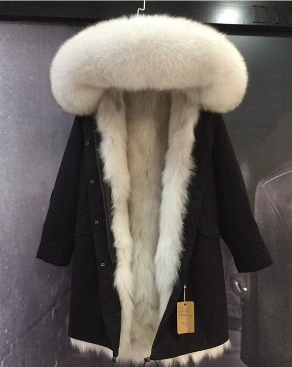 Keep warm noble white fox fur trim MUKLA FURS brand white fox fur lining black long parkas women snow coats, White fur
Keep warm noble white fox fur trim MUKLA FURS brand white fox fur lining black long parkas women snow coats, White fur