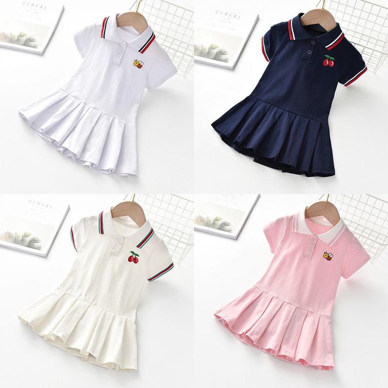 Kids Princess Dresses Girl striped Lapel Collar Embroidery Bee Cherry Short Sleeve Dress Kids Elegant Summer Baby Designer Clothes M1591
Kids Princess Dresses Girl striped Lapel Collar Embroidery Bee Cherry Short Sleeve Dress Kids Elegant Summer Baby Designer Clothes M1591