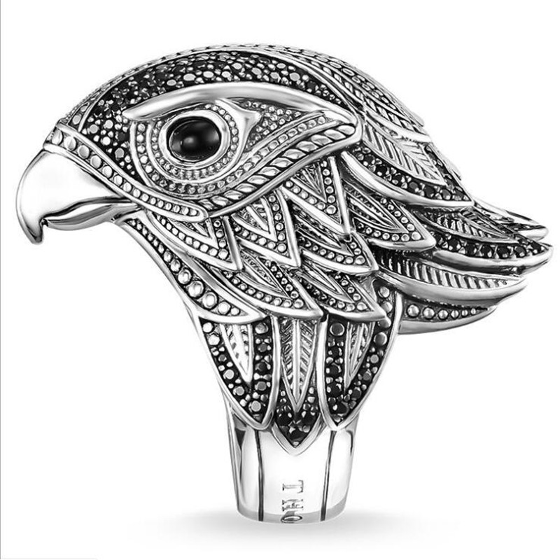 Hip Hop Personality Retro Jewelry 925 Sterling Silver Fashion Eagle Ring Female Wedding Bird Wedding Band Ring For Men Gift