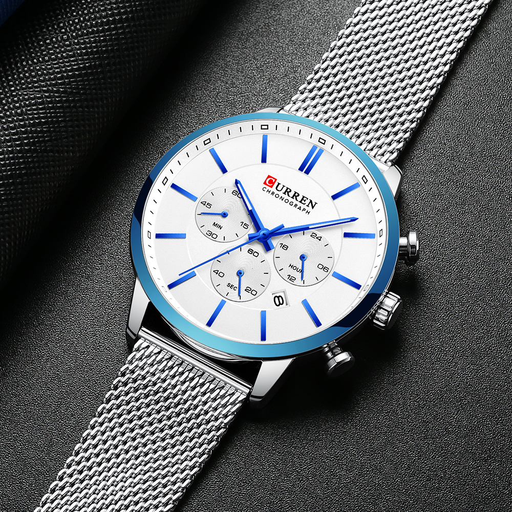 CURREN Watch Men Fashion Business Watches Men's Casual Waterproof Quartz Wristwatch Blue Steel Clock Relogio Masculino CJ191217
