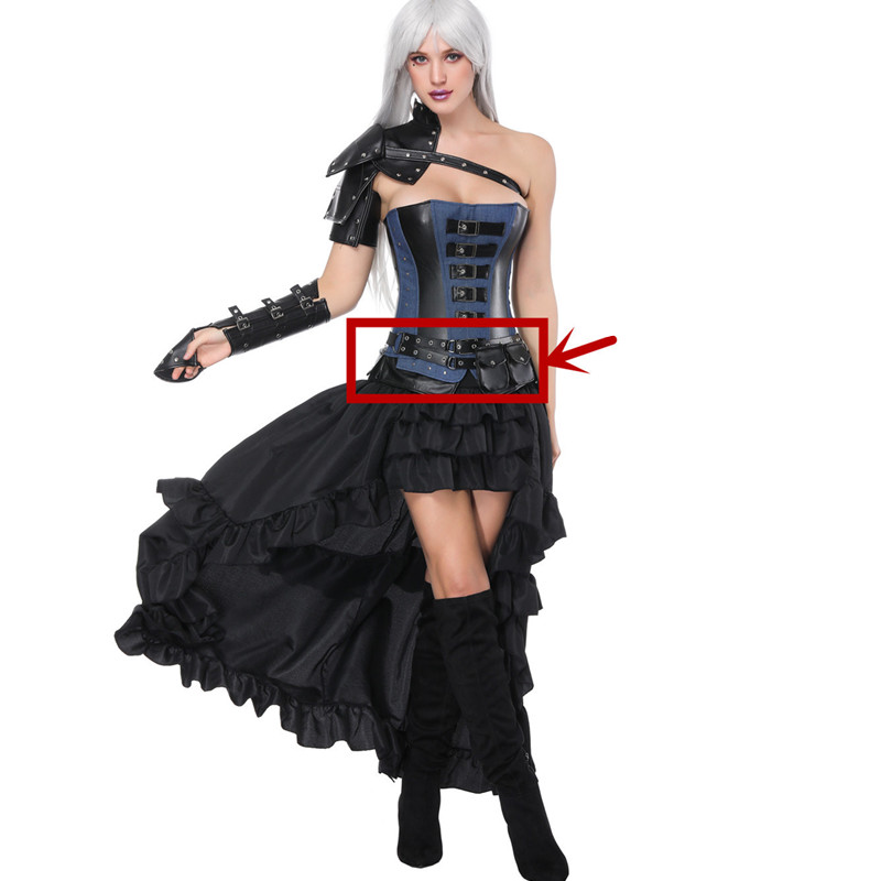Black Leather Men / Women Unisex Mini Pouch Waist Pocket Belt Bag Burlesque Outfits Gothic Steampunk Clothing Sexy Corset Accessories