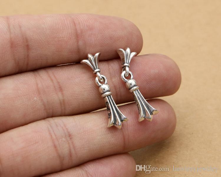 Brand new 925 sterling silver American European designer vintage jewelry hand-made classic cross stud earrings with cute Dangle & Chandelier