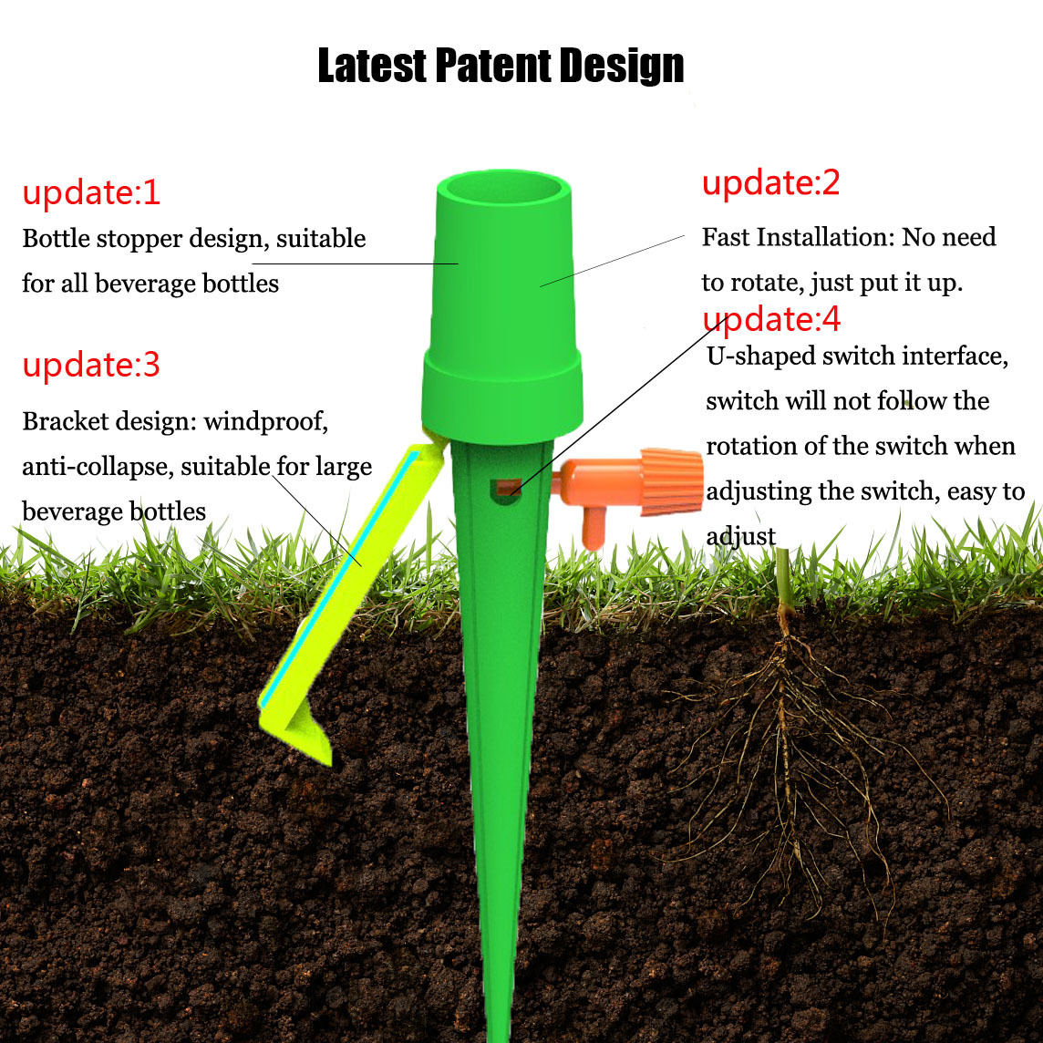 Plant Waterer Self Watering Devices Vacation Plant Watering Spikes Automatic Drip Irrigation Water Stakes System Pack of 127270539