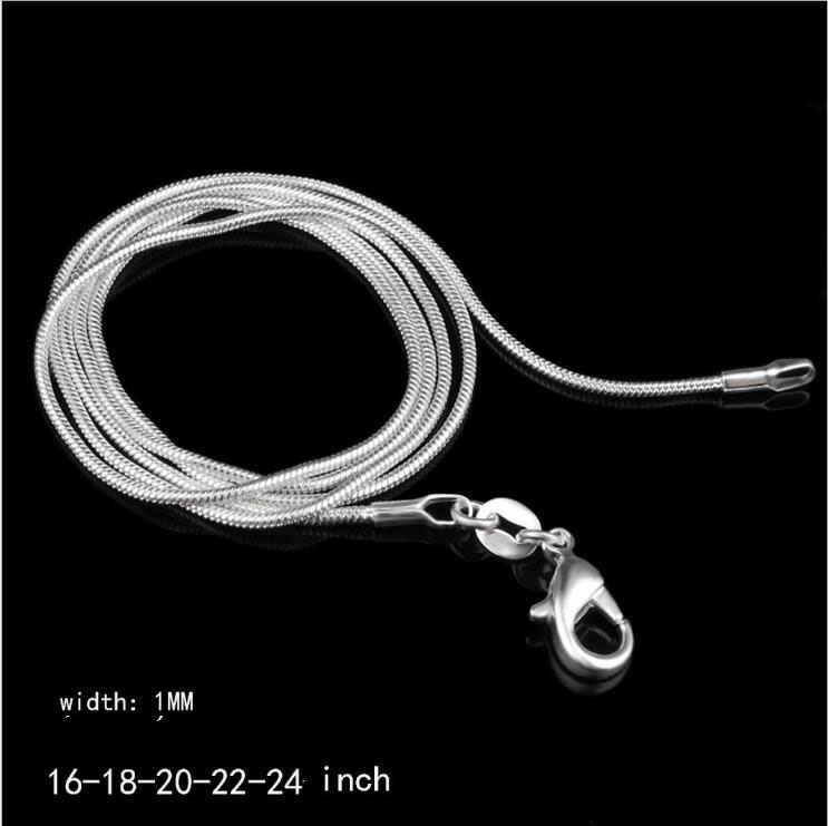 925 Sterling Silver Plated 1MM snake chains Necklaces unisex Lobster Clasps Smooth Chain Statement Jewelry Size 16 18 20 22 24 inches GC08
925 Sterling Silver Plated 1MM snake chains Necklaces unisex Lobster Clasps Smooth Chain Statement Jewelry Size 16 18 20 22 24 inches GC08