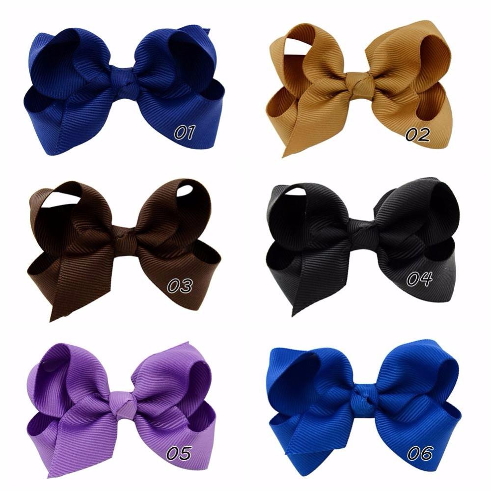 20pcs/Lot Korean 3 Inch Grosgrain Ribbon Hair Bows Accessories With Clip Boutique Bow Hairpins Hair Ornaments