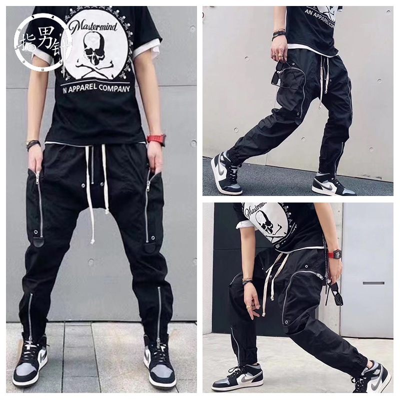 Summer 2020 men's feet pants loose zipper large pocket trousers tide brand men's tooling beam pants, Black
Summer 2020 men's feet pants loose zipper large pocket trousers tide brand men's tooling beam pants, Black