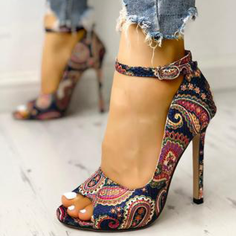 Siddons Summer New Bohemia Women Sandals Peep Toe Sexy Stilettos Pumps Ladies Party High Heels Shoes Woman Roman Casual Sandals, Stay90re