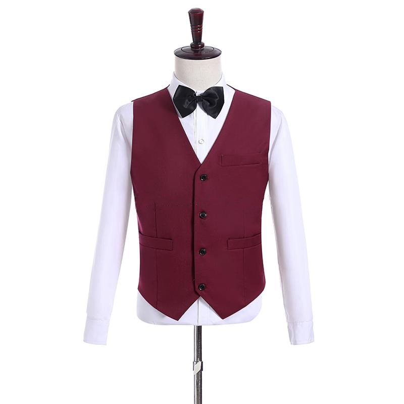New Arrival Side Vent One Button Burgundy Wedding Groom Tuxedos Shawl Lapel Groomsmen Men Suits Prom Blazer (Jacket+Pants+Vest+Tie) W46