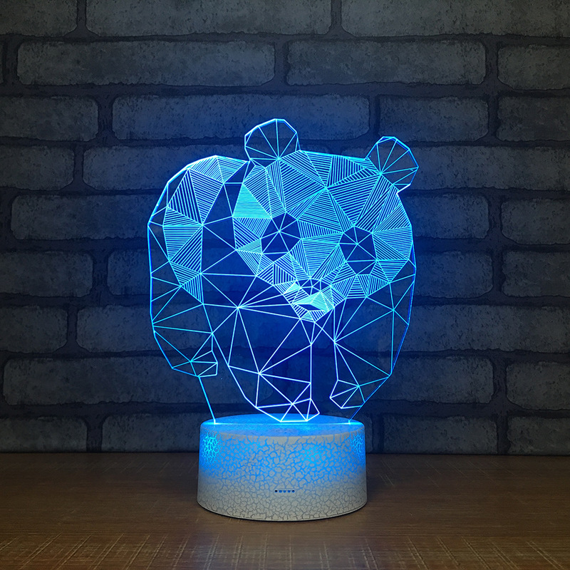 Panda Shape 3D Table Lamp LED Night Light 7 Colors Changing Bedroom Sleep Lighting Home Decor Gifts