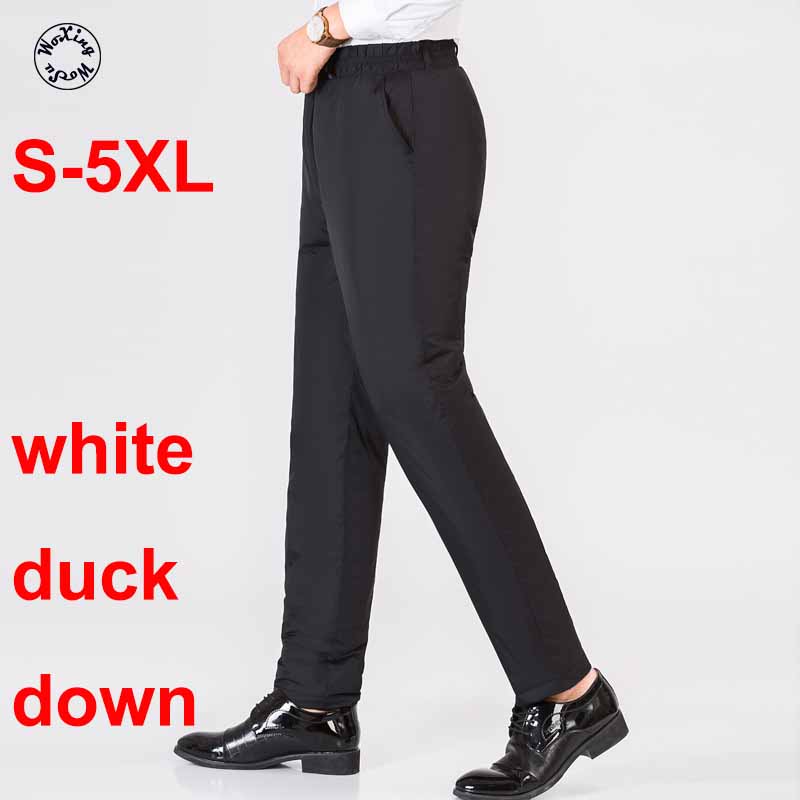 White duck down pants men' winter thickened cotton warm pants 90% duck down fashion trend to 5XL, Black
White duck down pants men' winter thickened cotton warm pants 90% duck down fashion trend to 5XL, Black