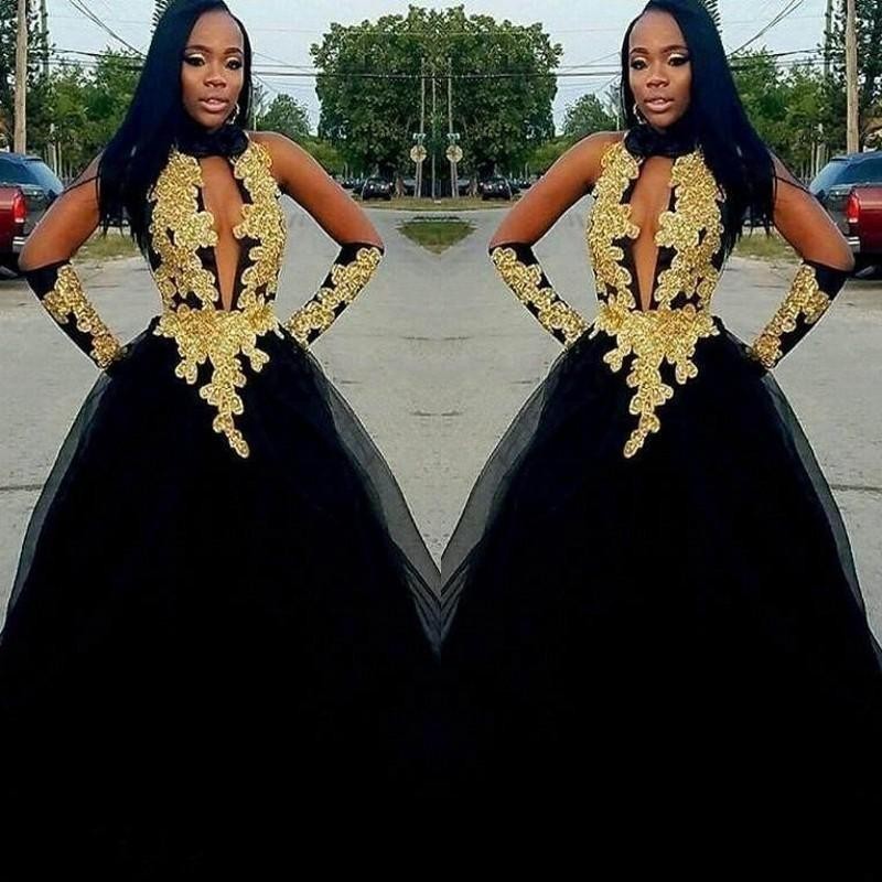 Sexy High Neck African Prom Dresses With Gold Lace Appliques Formal Mermaid Evening Dress 2K19 Tulle Party Gown vestidos, Champagne
Sexy High Neck African Prom Dresses With Gold Lace Appliques Formal Mermaid Evening Dress 2K19 Tulle Party Gown vestidos, Champagne