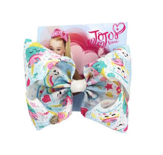8 Inch Bow for Girls Jojo Siwa Large unicorn Hair Bows for Girls with Clips Bowknot Handmade Girl Hair Accessory 10pcs