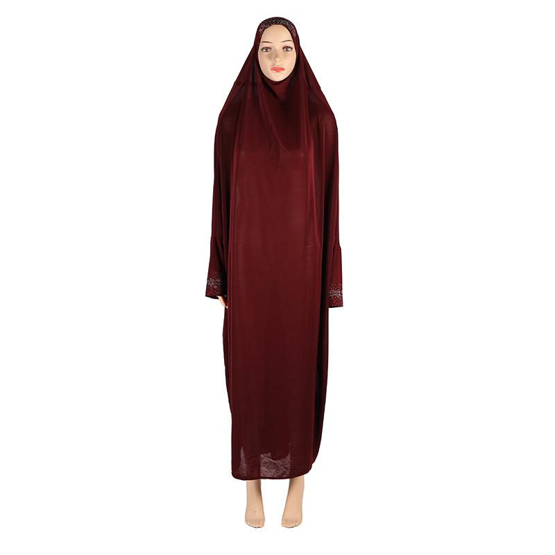 H098a Ramadan muslim dress with sleeve long khimar abaya pray kaftan Robe Arab Middle East Clothing