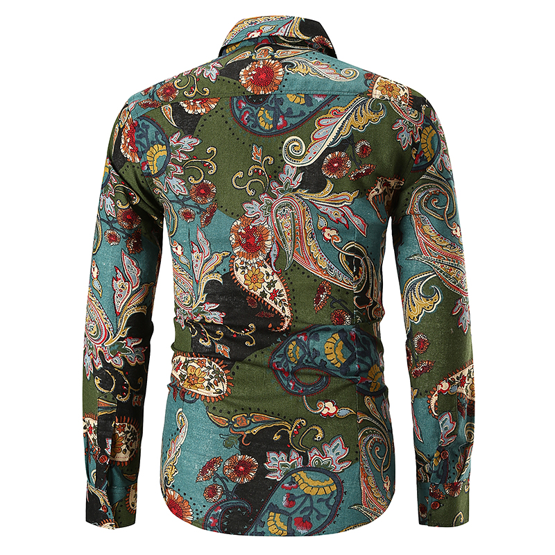 Fashion-New Men's Floral Flowers Print Shirts Mens Business Casual Shirt Men Dress Shirts Long Sleeved Luxury Shirt