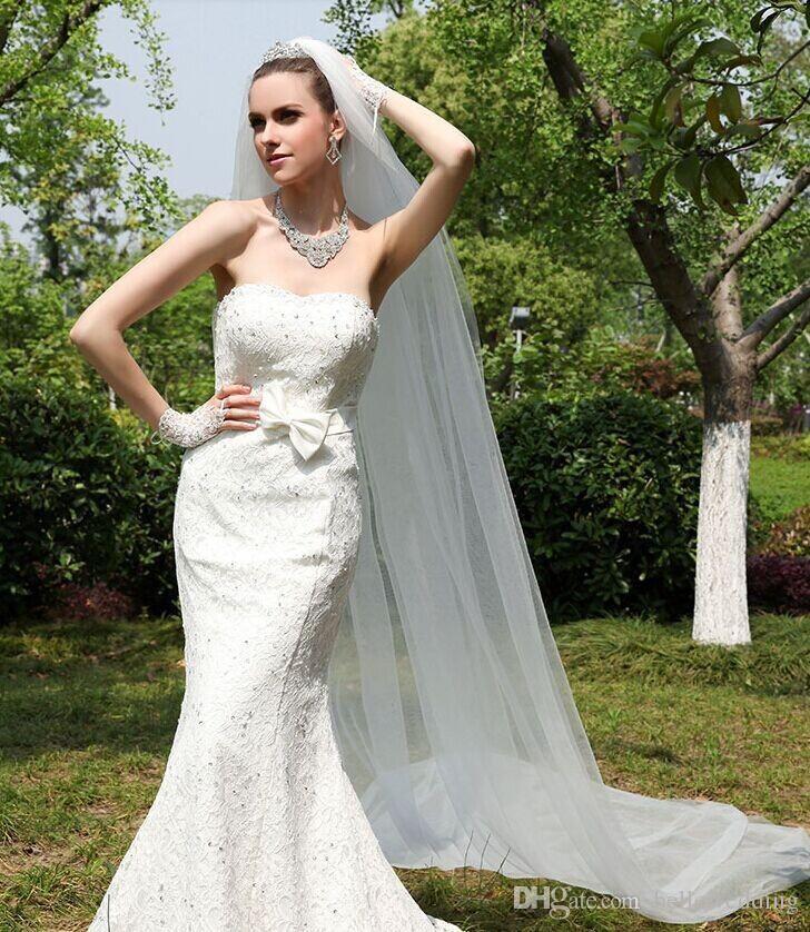Elegant Bridal Veils With Cut Edge Cathedral Length3m5m 10m Super Long One Tier Tulle WhiteIvory selling Wedding Veils F11
