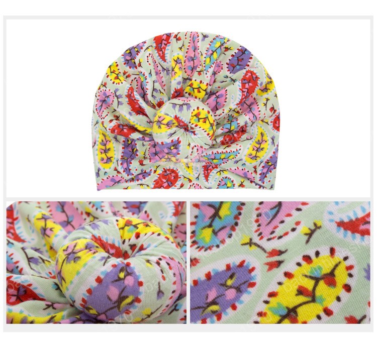 Baby India Hats Bohemian Floral Caps Doughnut Newborn Printed Knot Hat Toddler Vintage Fashion Beanie Infant Winter Caps Accessories