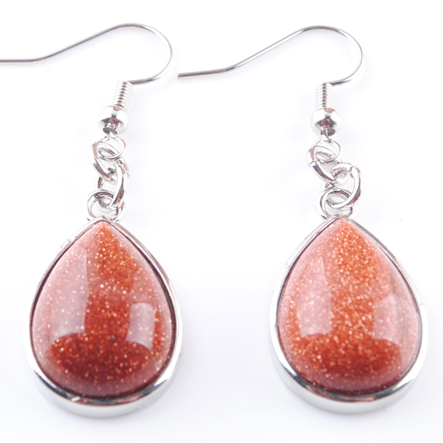 WOJIAER Trend Jewelry Earrings Water Drop Dangle Natural Stone Blue Sand Amethyst Hook Eardrop for Women Gift BR322