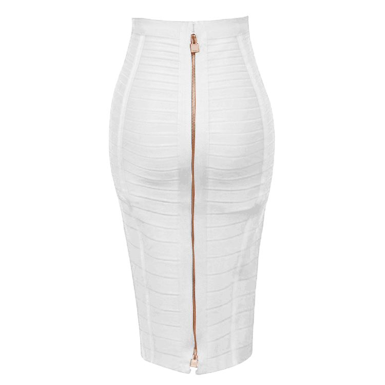 12 Colors Sexy Solid Zipper Orange Blue Black Bandage Skirt Women Elastic Bodycon Summer Pencil Skirt 55cm