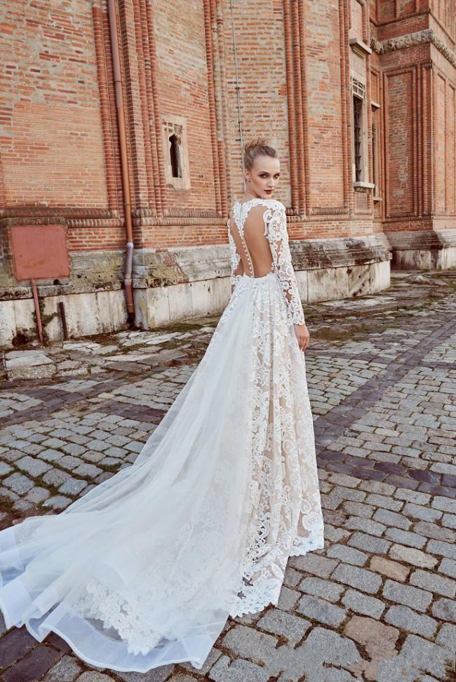 bride mermaid wedding dresses with detachable train v neck lace beads long sleeve plus size bridal gowns robe de marie