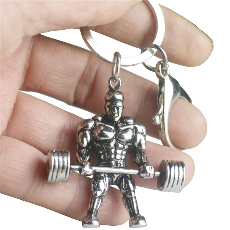 Fitness muscle male weightlifting dumbbell metal custom-made key chain fashion sports fitness series key chain