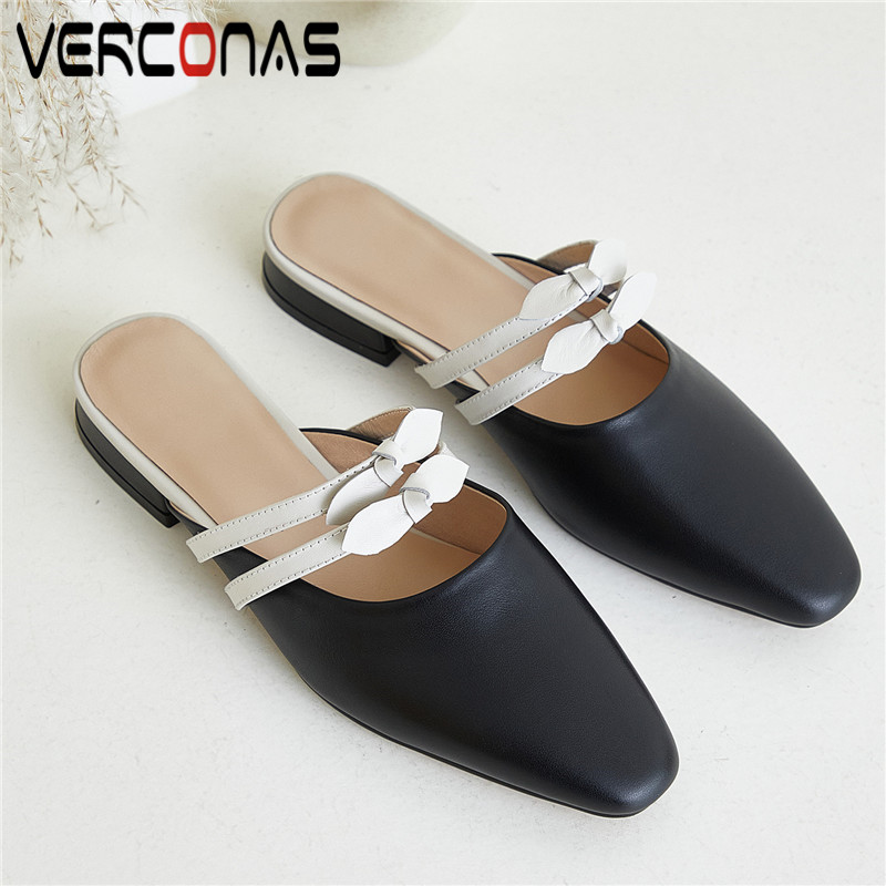 VERCONAS 2020 Mules Woman Sandals Woman Pumps Genuine Leather New Arrival Butterfly Knot Pointed Toe Square Heeled Shoes, Black
VERCONAS 2020 Mules Woman Sandals Woman Pumps Genuine Leather New Arrival Butterfly Knot Pointed Toe Square Heeled Shoes, Black
