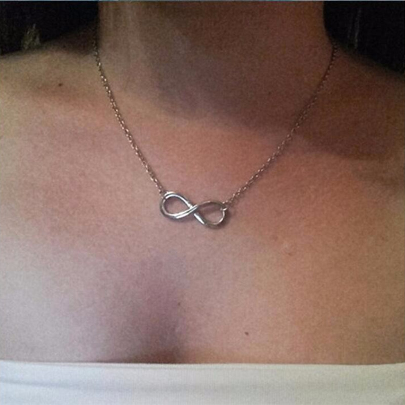 Infinity Love Pendant Necklaces Number Eight Charm Jewelry Fashion Elegant Gold Silver Color Girl Lady Link Chain Choker Necklaces for Women