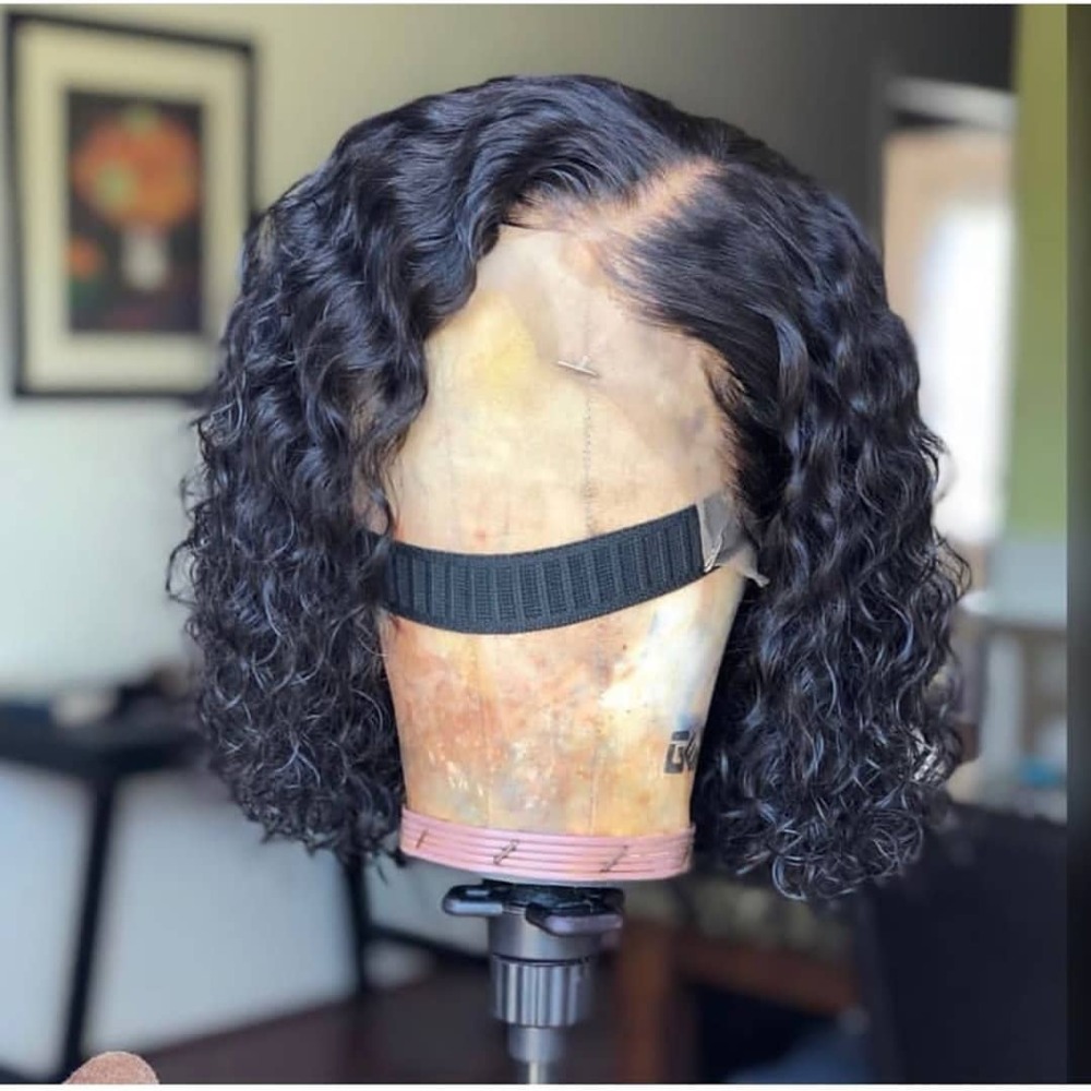 Brazilian Curly Bob Human Hair Wig Deep Wave full Lace Front Wigs for Women HD Transparent Laces Frontal Closure diva1