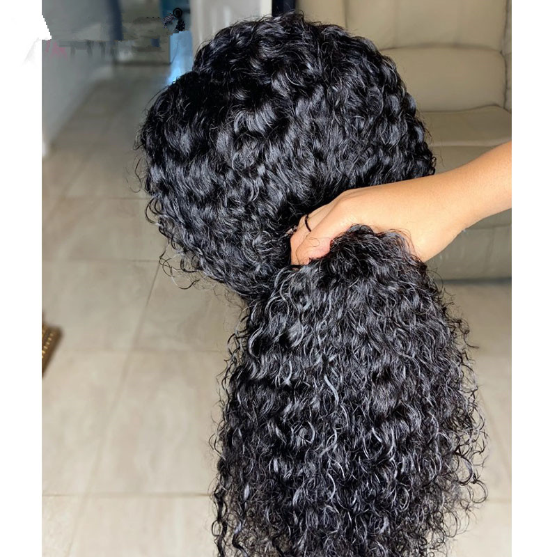 360 full lace front wigs human hair hd pre plucked 180% Density Curly Water Wave Lace Frontal Wigs 360 Human Hair For Black Women