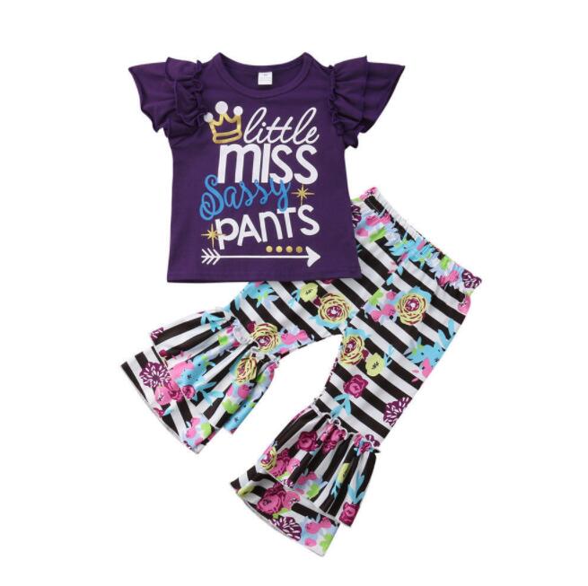 Wholesale kids designer clothes girls Summer Letter Stripe Flower Flare Pant Two piece Set baby tracksuit Fashion designer suits sets BY1435, 1pc opp bag
Wholesale kids designer clothes girls Summer Letter Stripe Flower Flare Pant Two piece Set baby tracksuit Fashion designer suits sets BY1435, 1pc opp bag