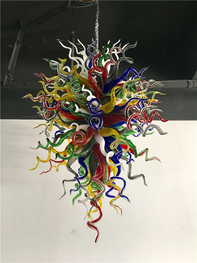 Murano Chandelier LED Glass Pendant Light Tiffany G9 Hand Blown Glass Chandelier Multi Color Art Deco Stained Glass Dining Room Lamps