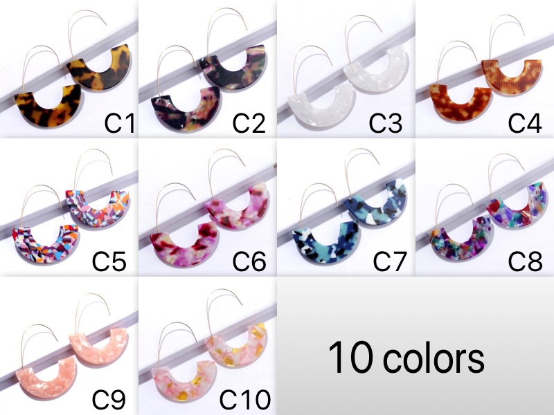 Leopard Acrylic Acetate Board Dangle & Chandelier Trendy U Earrings Women Fashion Personality Exaggerated Foreign Trade Studs 10 Colors