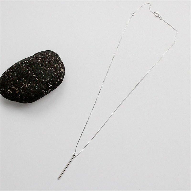 Authentic 925 Sterling Silver Bar Pendant Choker Necklaces New Chic Geometric Necklace Fine Jewelry For Women Collares