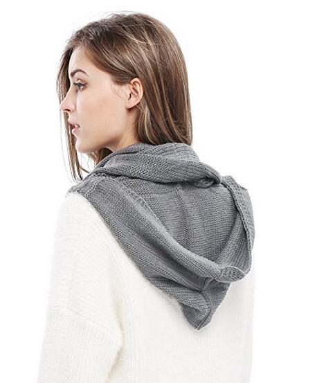 Wholesale-Winter Soft Pullover Knit Infinity Scarf Beanie Hoodie Scarf Long Hooded Scarf Wrap