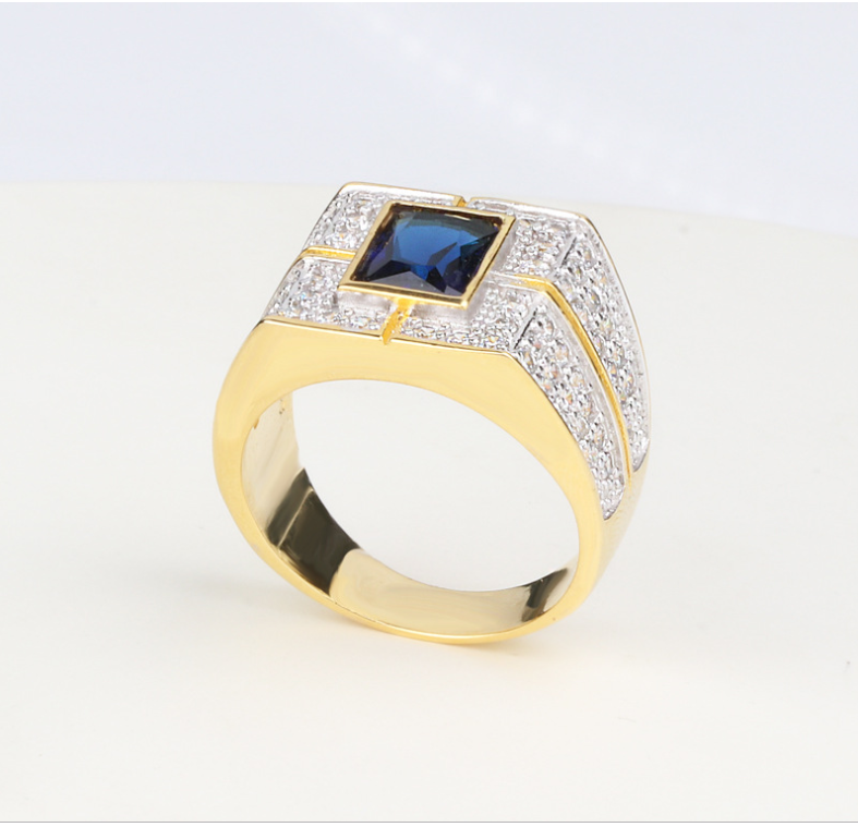 2019 New Arrival Infinity Classical Jewelry 925 Sterling Silver&Gold Fill Pave White Sapphire CZ Diamond Wedding Men Ring for Lovers' Gift