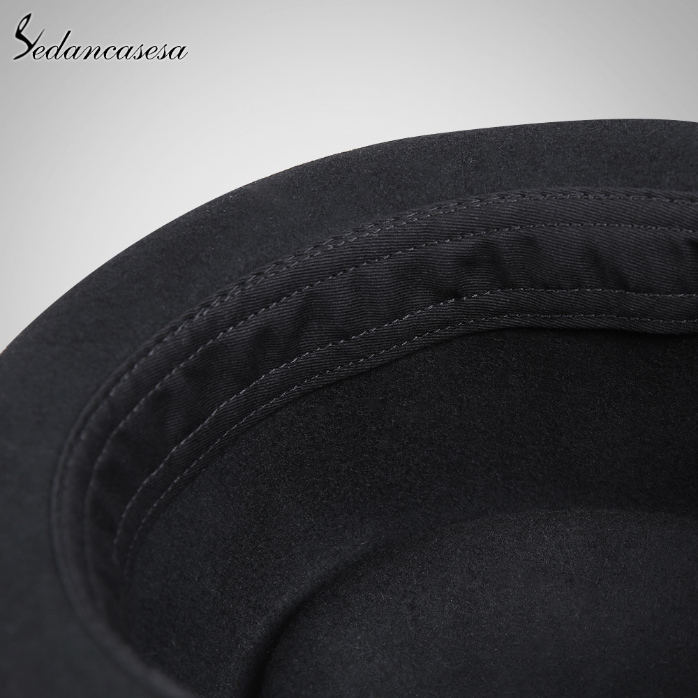 Sedancasesa 2019 Men Fedora Fashion 100% Pure Australia Men's with Pork Pie for Classic Church Wool Felt Hat LY191228 s