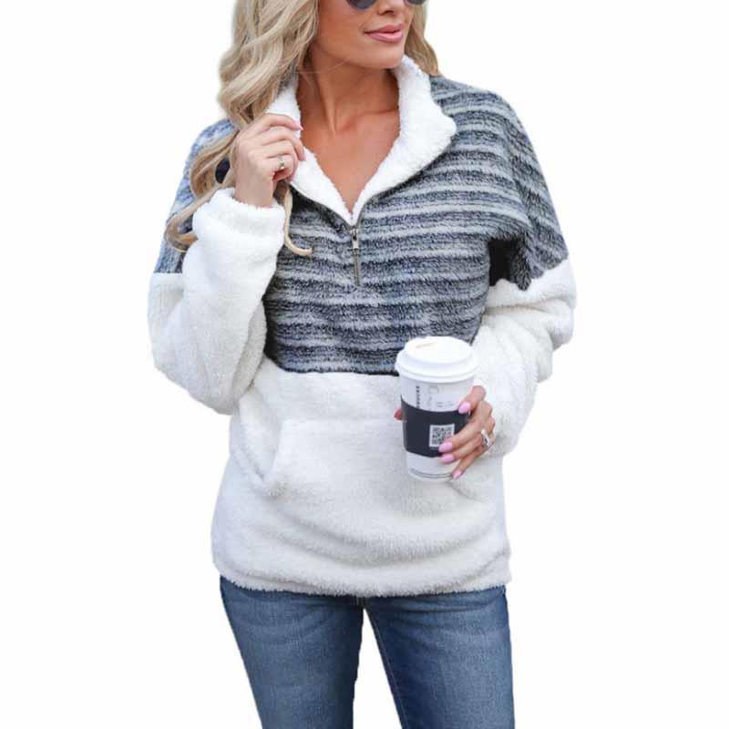 Stripe Plush Sweatshirt Women Winter Pullovers Long Sleeve High Neck Oversize Faux Fur Hoodies Turtleneck Warm 2019 Autumn, Black
Stripe Plush Sweatshirt Women Winter Pullovers Long Sleeve High Neck Oversize Faux Fur Hoodies Turtleneck Warm 2019 Autumn, Black
