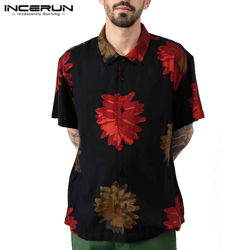 INCERUN Vintage Flower Printed Shirt Men Short Sleeve Turn Down Collar Loose Casual Chic Blouse Breathable Summer Hawaiian Tops, Black
INCERUN Vintage Flower Printed Shirt Men Short Sleeve Turn Down Collar Loose Casual Chic Blouse Breathable Summer Hawaiian Tops, Black