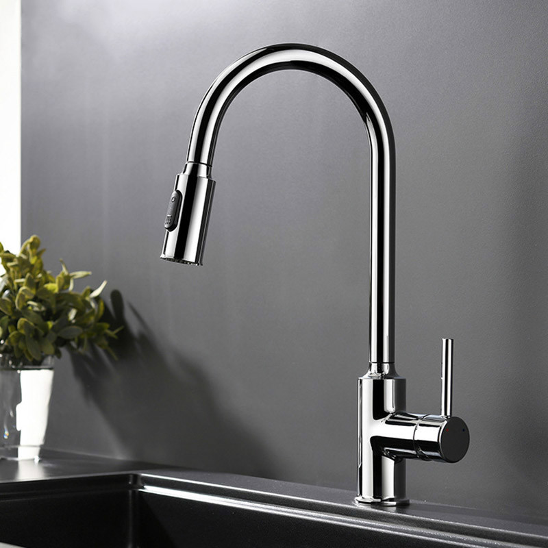 Chrome Plated Brass Cold And Hot Kitchen Faucet Pull Out Kitchen Sink Water Mixer Tap with Two Spray Mode Single Handle
Chrome Plated Brass Cold And Hot Kitchen Faucet Pull Out Kitchen Sink Water Mixer Tap with Two Spray Mode Single Handle