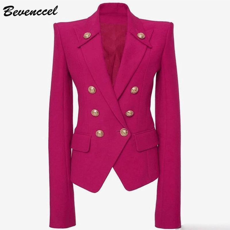 Bevenccel 2020 High Quality Metal Buttons Women Blazer Notched Slim Long Sleeve Double Breasted Runway Women Blazer and Jacket, Black
Bevenccel 2020 High Quality Metal Buttons Women Blazer Notched Slim Long Sleeve Double Breasted Runway Women Blazer and Jacket, Black