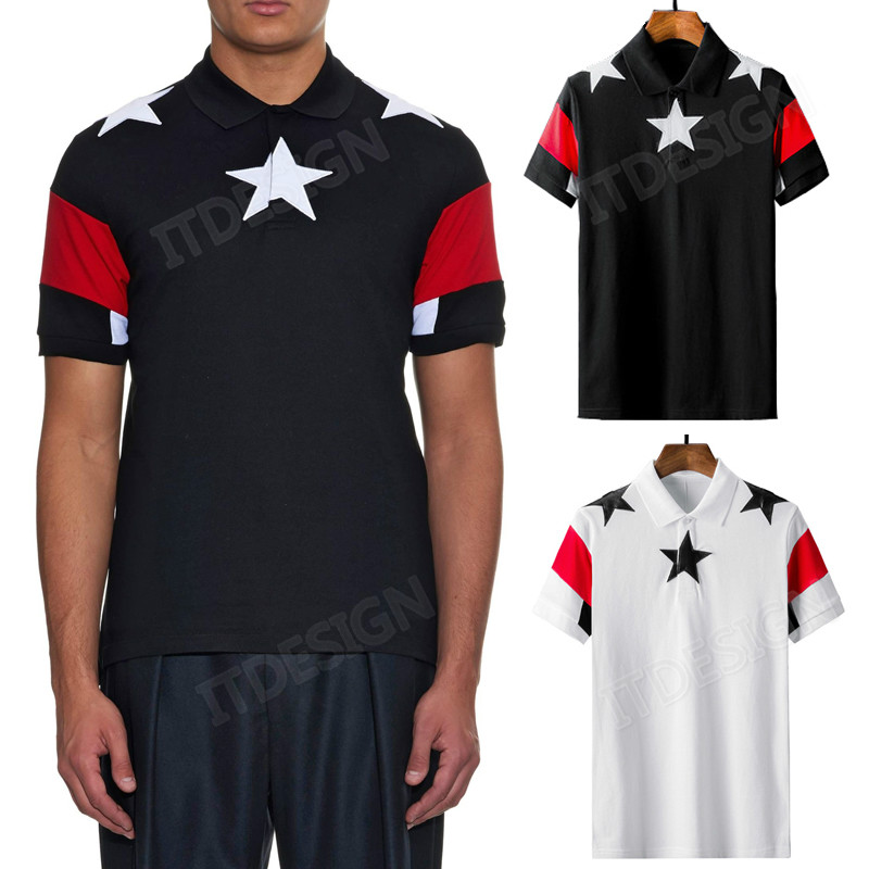 Cuban Fit Striped Polo Shirt Top Men Stars Embroidery Patches Polo Top Man Turn Collar Short Sleeves Male, White;black
Cuban Fit Striped Polo Shirt Top Men Stars Embroidery Patches Polo Top Man Turn Collar Short Sleeves Male, White;black