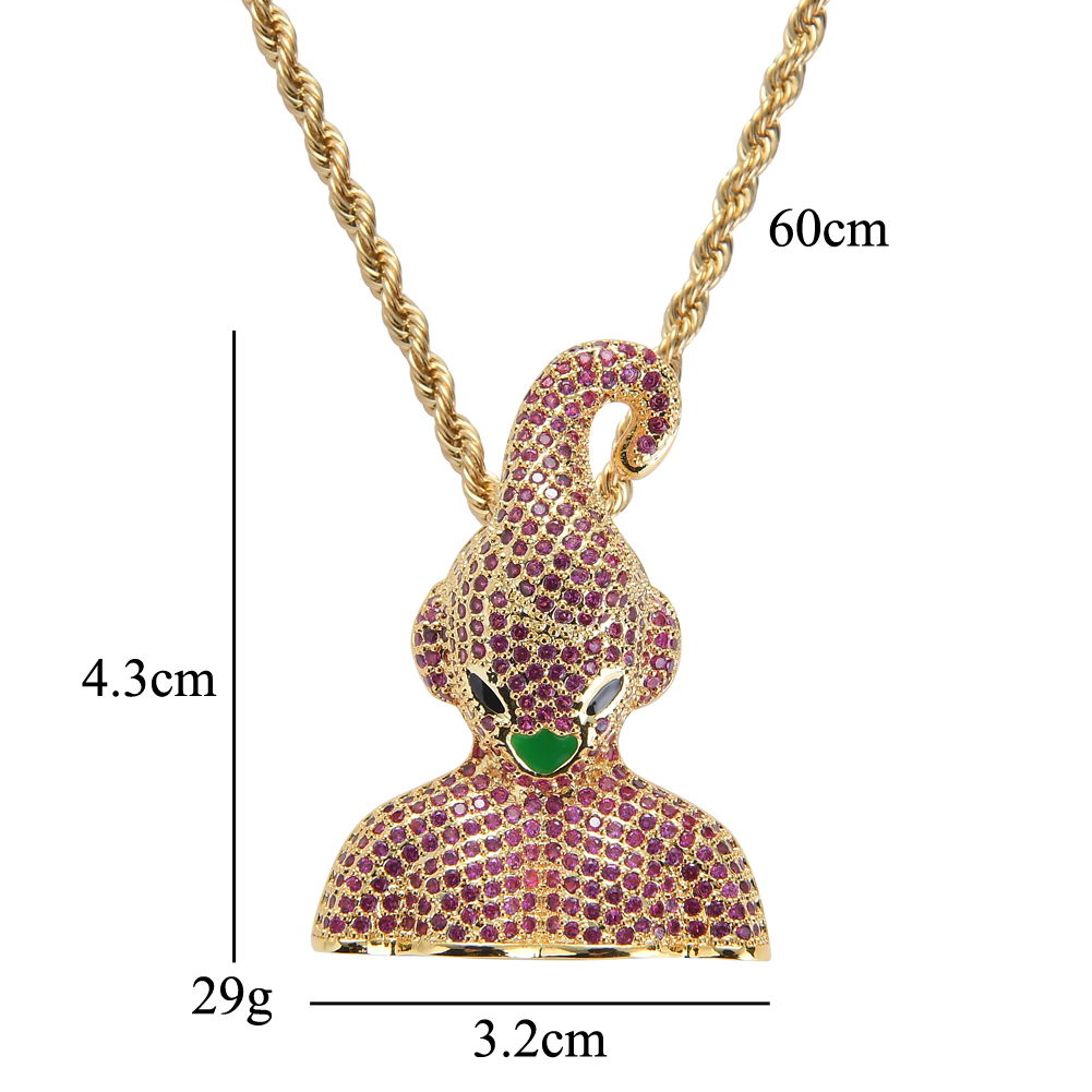 Wholesale-Men CZ jewelry Cartoon Head Pendant Iced Out Cubic Zircon Necklace Hip Hop gift Jewelry CN070