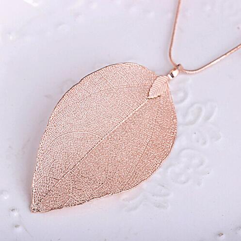 Sweater Coat Necklaces Ladies Girls Special Leaves Leaf sweater Pendant Necklace Long Chain Jewelry for Womens bijou Gift GB63