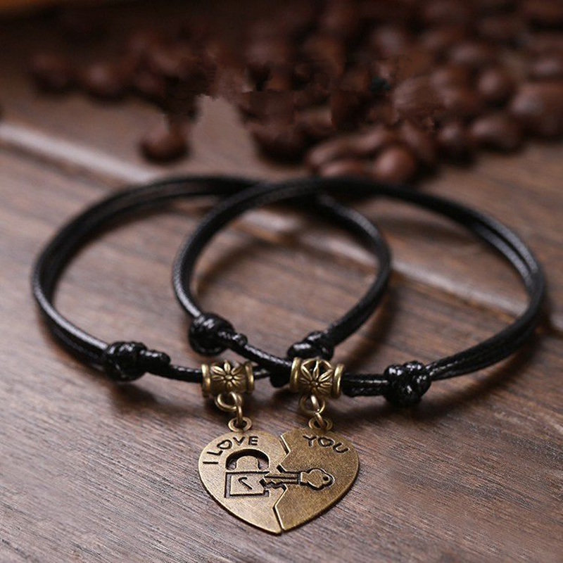 Vintage Couple Bracelets Romantic Fashion Black Rope Chain Bracelets Stitching Heart Lovers Engagement Jewelry
Vintage Couple Bracelets Romantic Fashion Black Rope Chain Bracelets Stitching Heart Lovers Engagement Jewelry