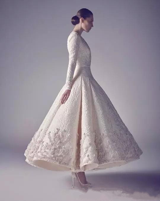 Ashi Studio Vintage Prom Dresses V Neck Long Sleeve Lace Appliqued Dress Evening Wear Ankle Length A Line Formal Gowns