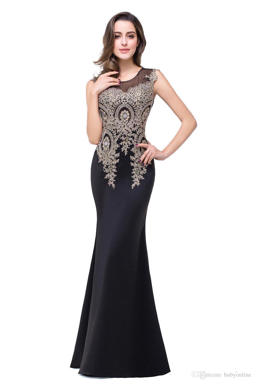 Babyonlinedress Gold Lace Mermaid Evening Dresses 2020 Sexy Tulle Neck Prom Party Dresses Long Multi Colors Bridesmaid Dresses CPS250