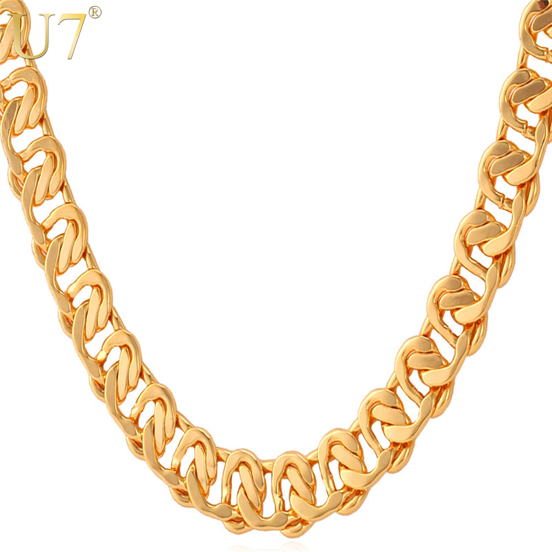 Chains U7 Unique Necklace Trendy Gold/Silver Color Chain Necklaces Men Jewelry Wholesale N377
Chains U7 Unique Necklace Trendy Gold/Silver Color Chain Necklaces Men Jewelry Wholesale N377